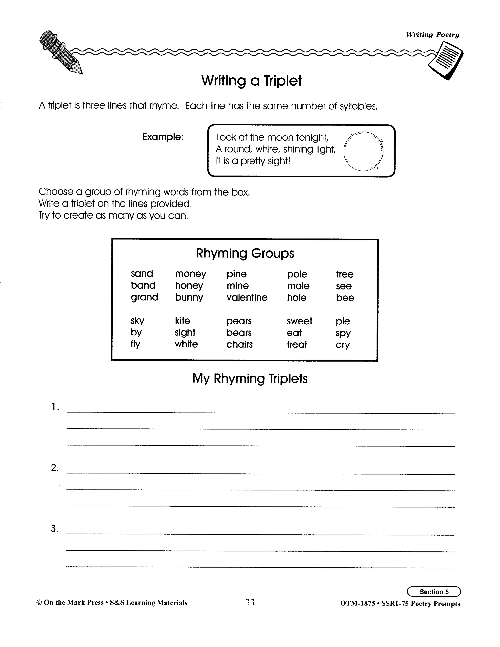 Poetry Prompts Grades 4-6