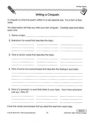 Poetry Prompts Grades 4-6