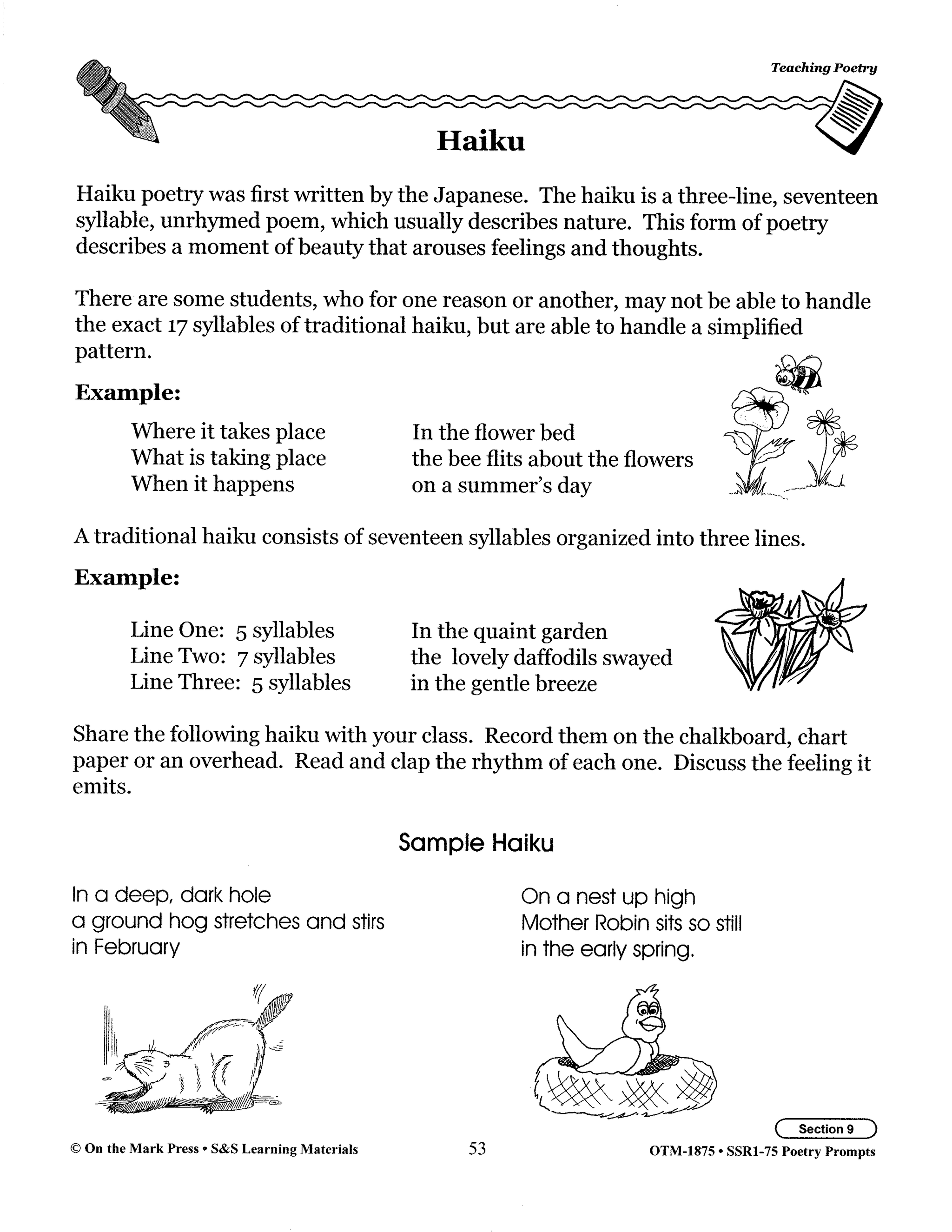 Poetry Prompts Grades 4-6