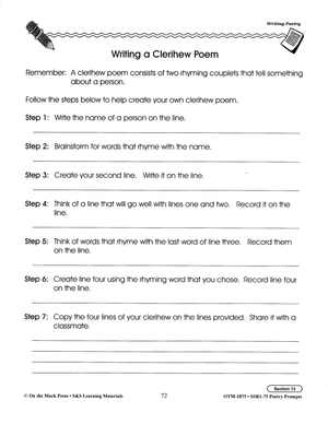 Poetry Prompts Grades 4-6