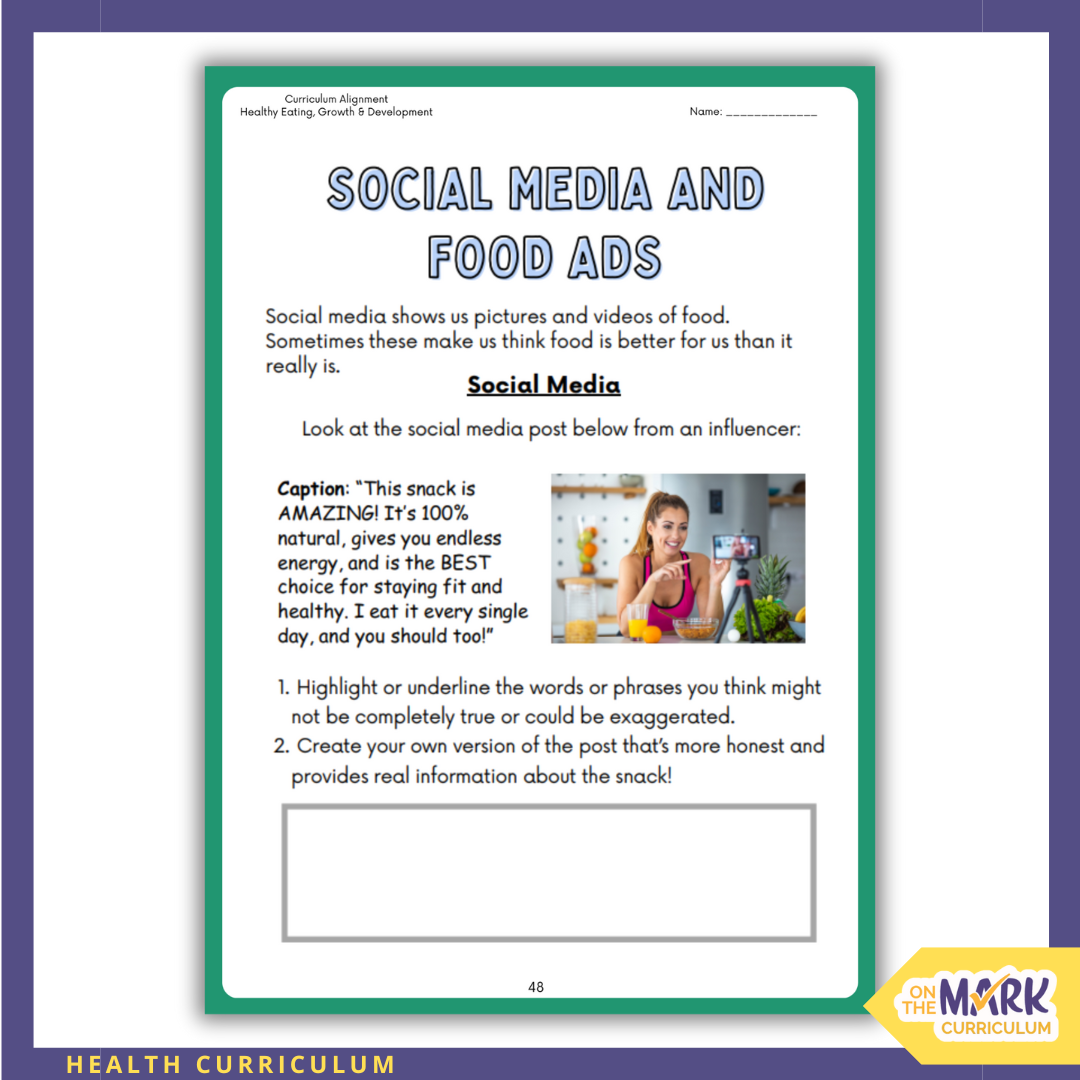 Healthy Eating British Columbia Grade 4 Curriculum - Workbook & Slides!