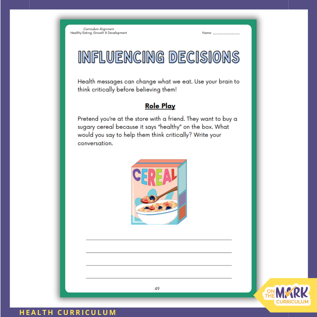 Healthy Eating British Columbia Grade 4 Curriculum - Workbook & Slides!