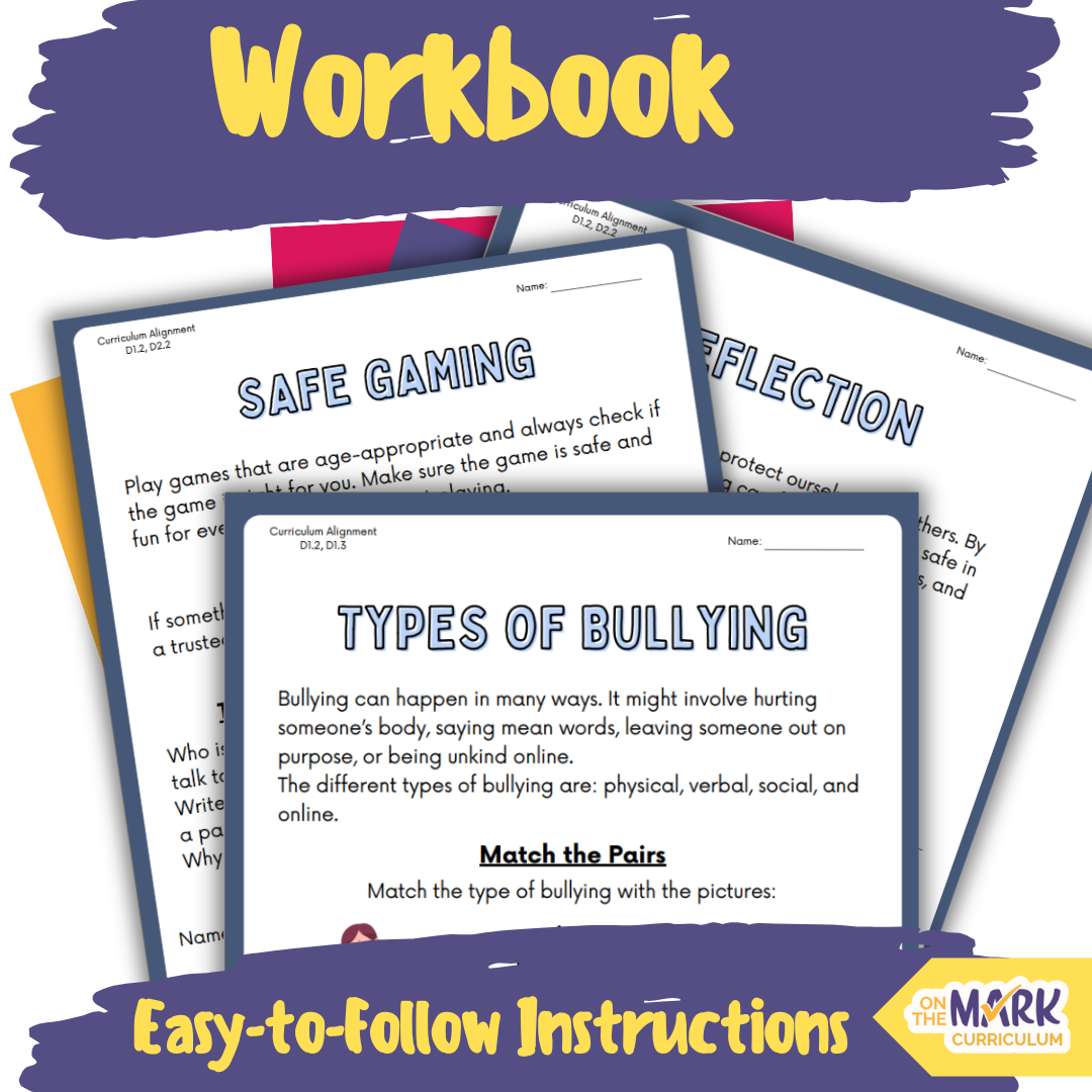 Personal Safety and Injury Prevention Ontario Grade 4 Curriculum - Workbook & Slides!