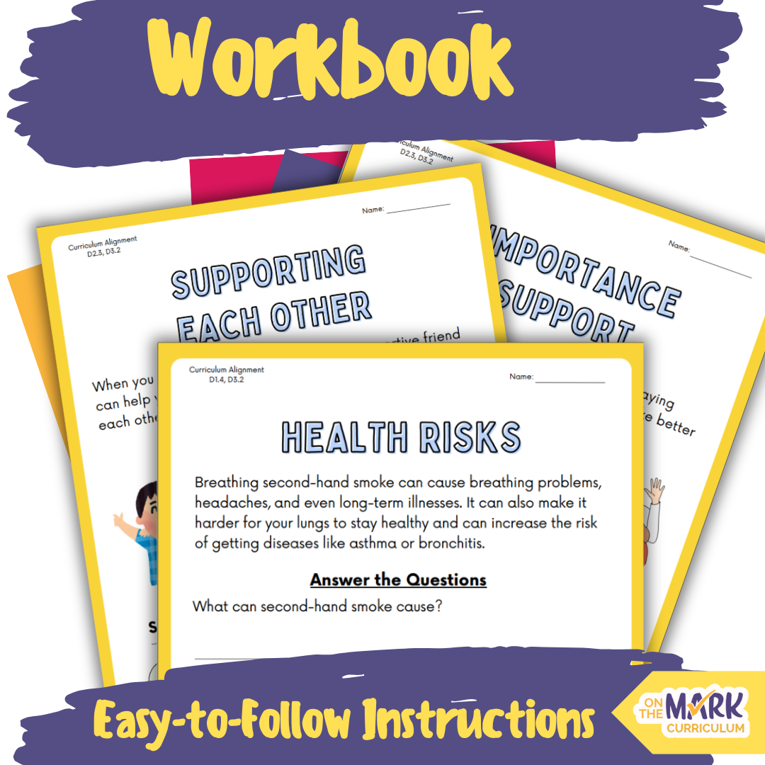 Substance Use, Addiction and Related Behaviours Ontario Grade 4 Curriculum - Workbook & Slides!