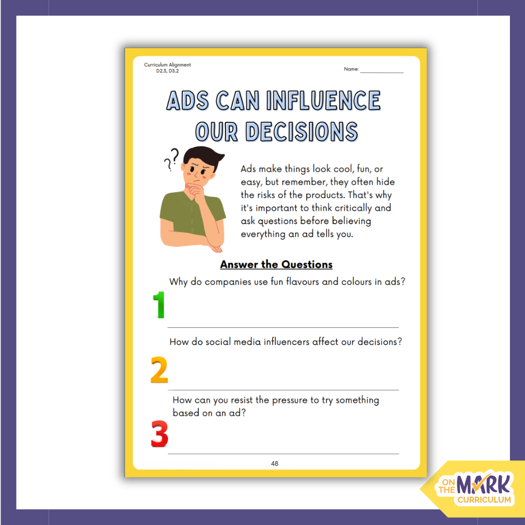 Substance Use, Addiction and Related Behaviours British Columbia Grade 4 Curriculum - Workbook & Slides!