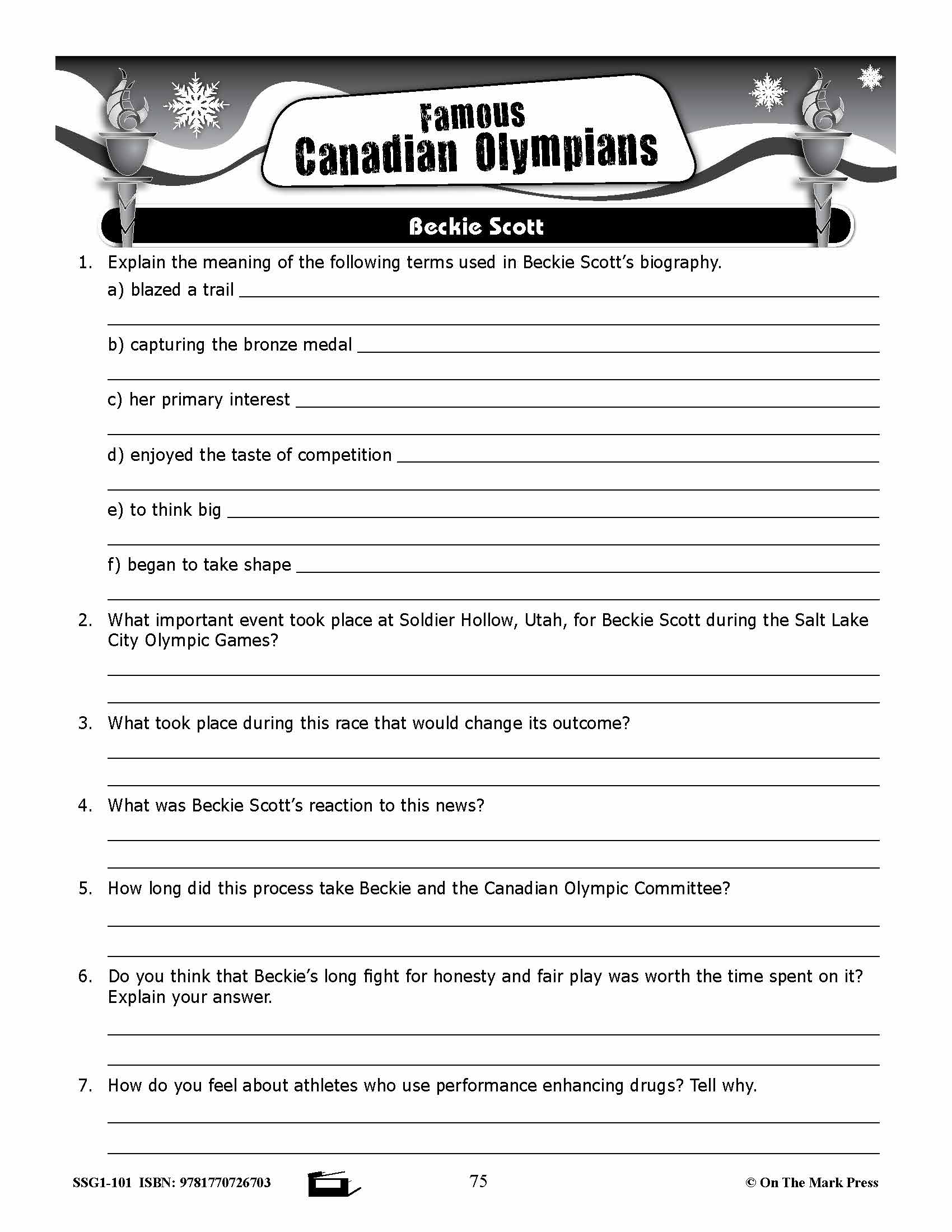 Beckie Scott Canada's Skiing Trailblazer Reading Activity