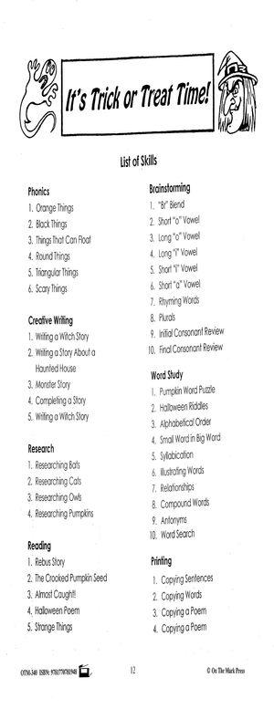 It's Trick or Treat Time Grade 2 - Halloween Fun for Grade 2 Students