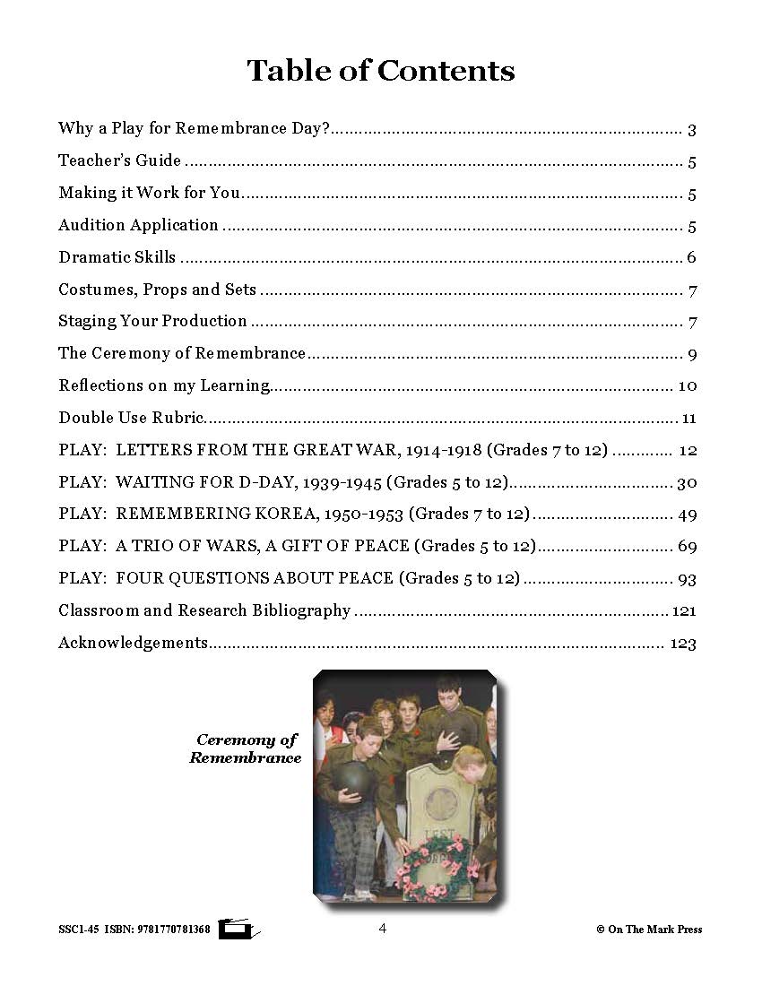 Remembrance Day Plays Grades 5-12