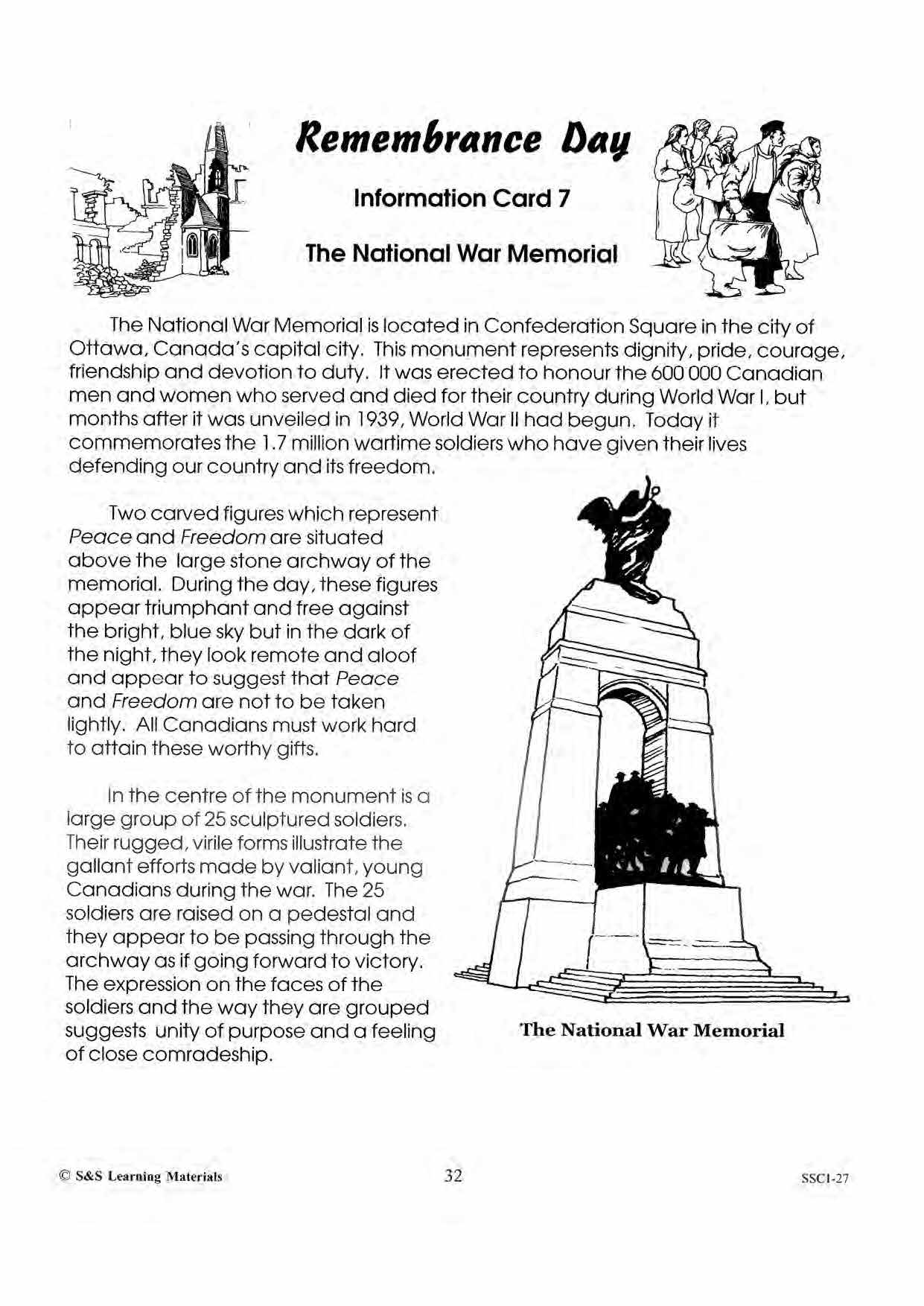 The National War Memorial and Remembrance Day Service Gr. 4-6