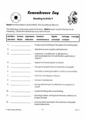 Two Minute Silence Activity Gr. 4-6