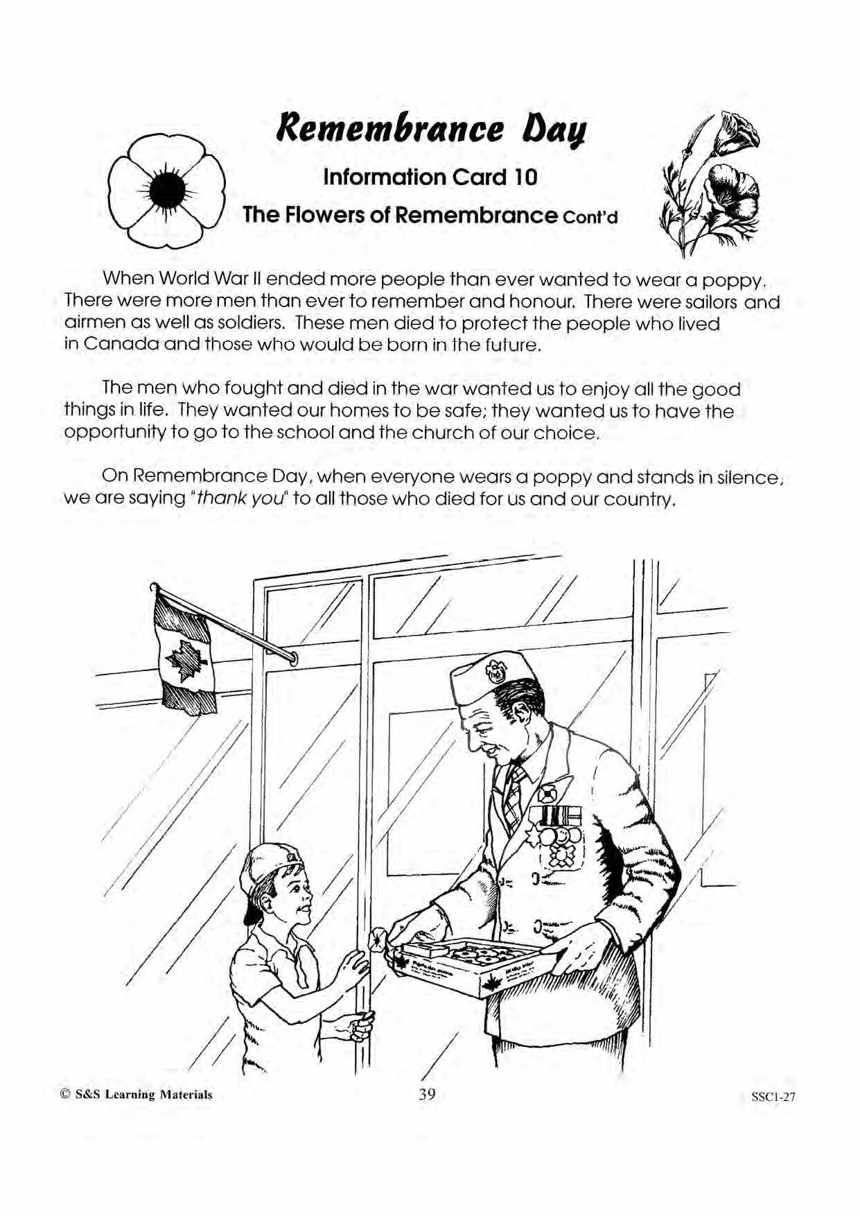 The Flowers of Remembrance Activity Gr. 4-6