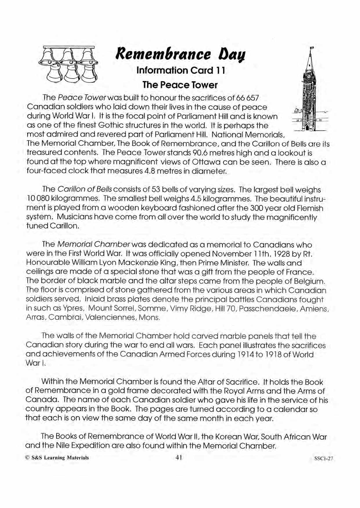 The Peace Tower Gr. 4-6