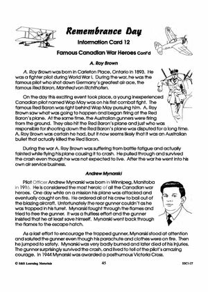 Famous Canadian War Heros from the First & Second World War Gr. 4-6