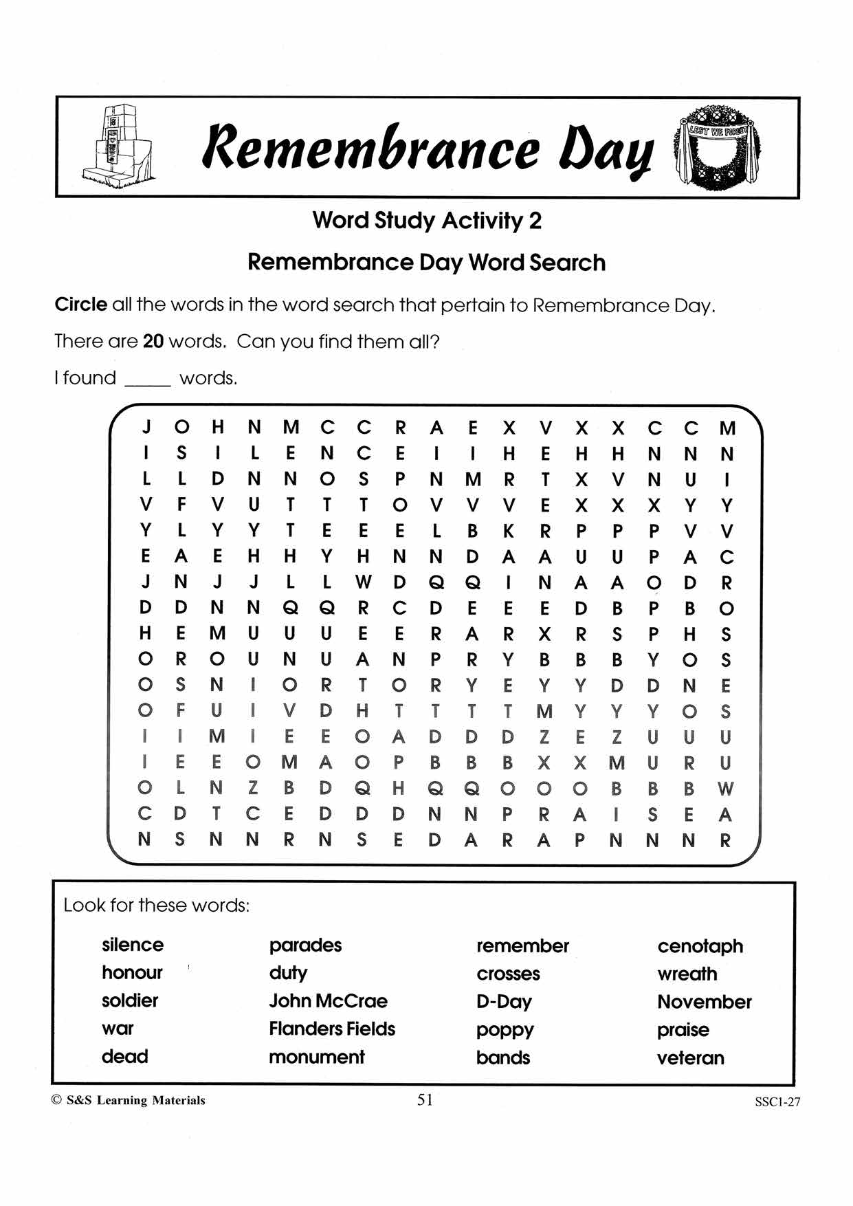 Lest We Forget Word Study Activities For Grades 4-6