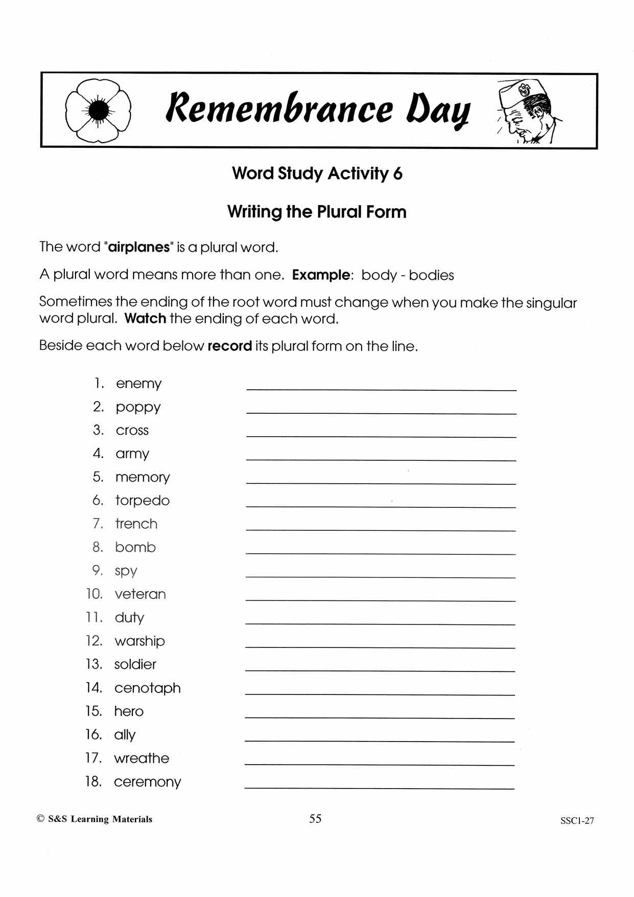 Lest We Forget Word Study Activities For Grades 4-6