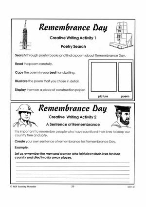 Remembrance Day Creative Writing Activities Gr. 4-6