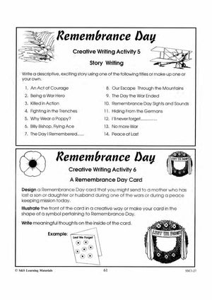 Remembrance Day Creative Writing Activities Gr. 4-6