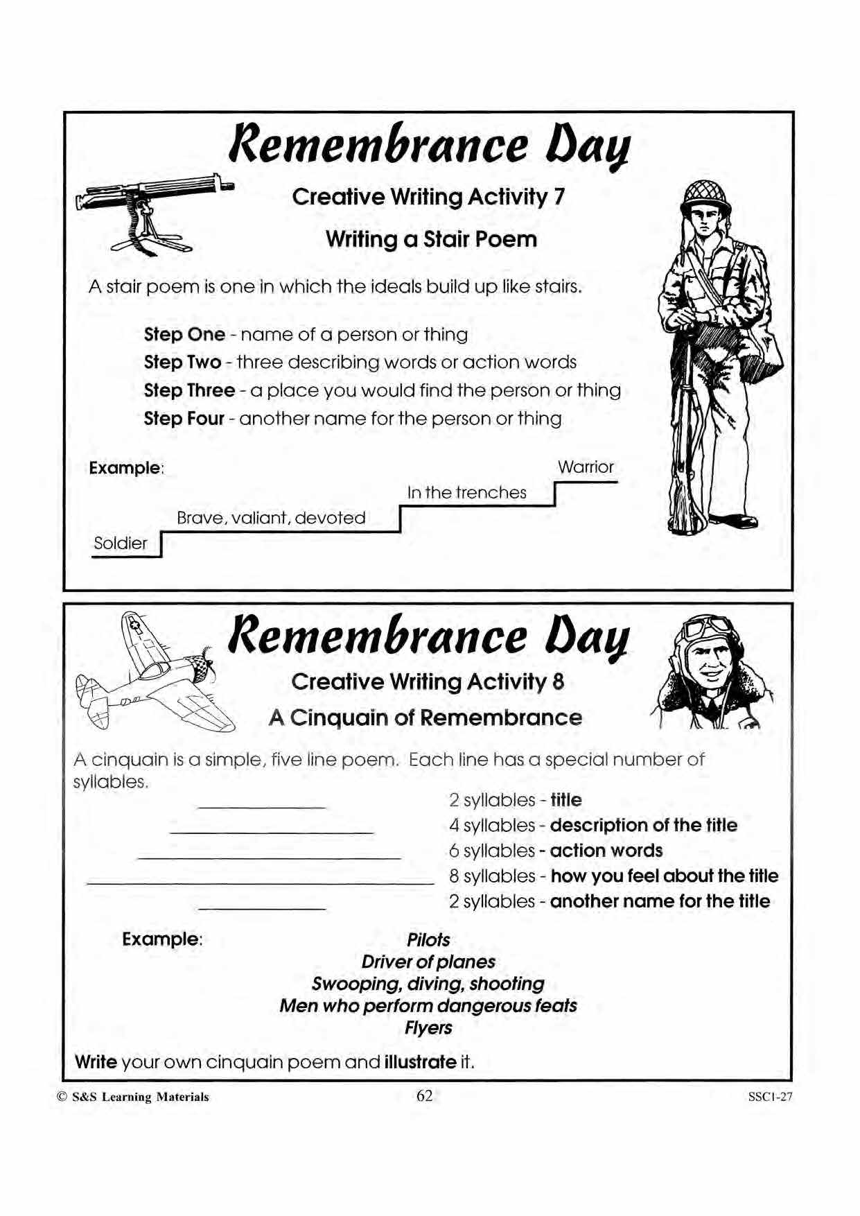 Remembrance Day Creative Writing Activities Gr. 4-6