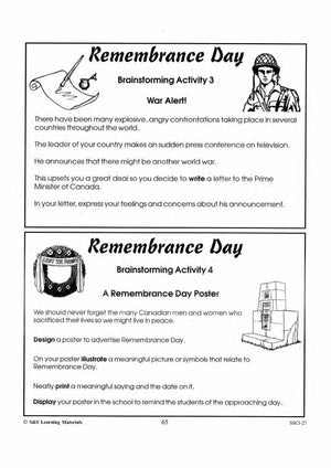 Lest We Forget Research & Brainstorming Activities Grades 4-6