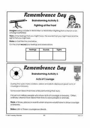 Lest We Forget Research & Brainstorming Activities Grades 4-6