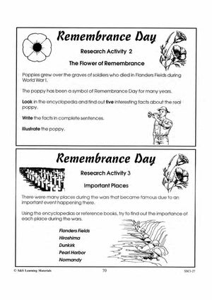 Lest We Forget Research & Brainstorming Activities Grades 4-6
