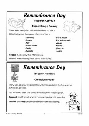 Lest We Forget Research & Brainstorming Activities Grades 4-6