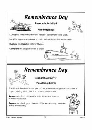 Lest We Forget Research & Brainstorming Activities Grades 4-6
