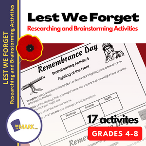 Lest We Forget Research & Brainstorming Activities Grades 4-6