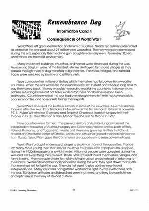 World War I: Important Dates, Fighting Condition & Consequences Reading Activity Grades 4-6