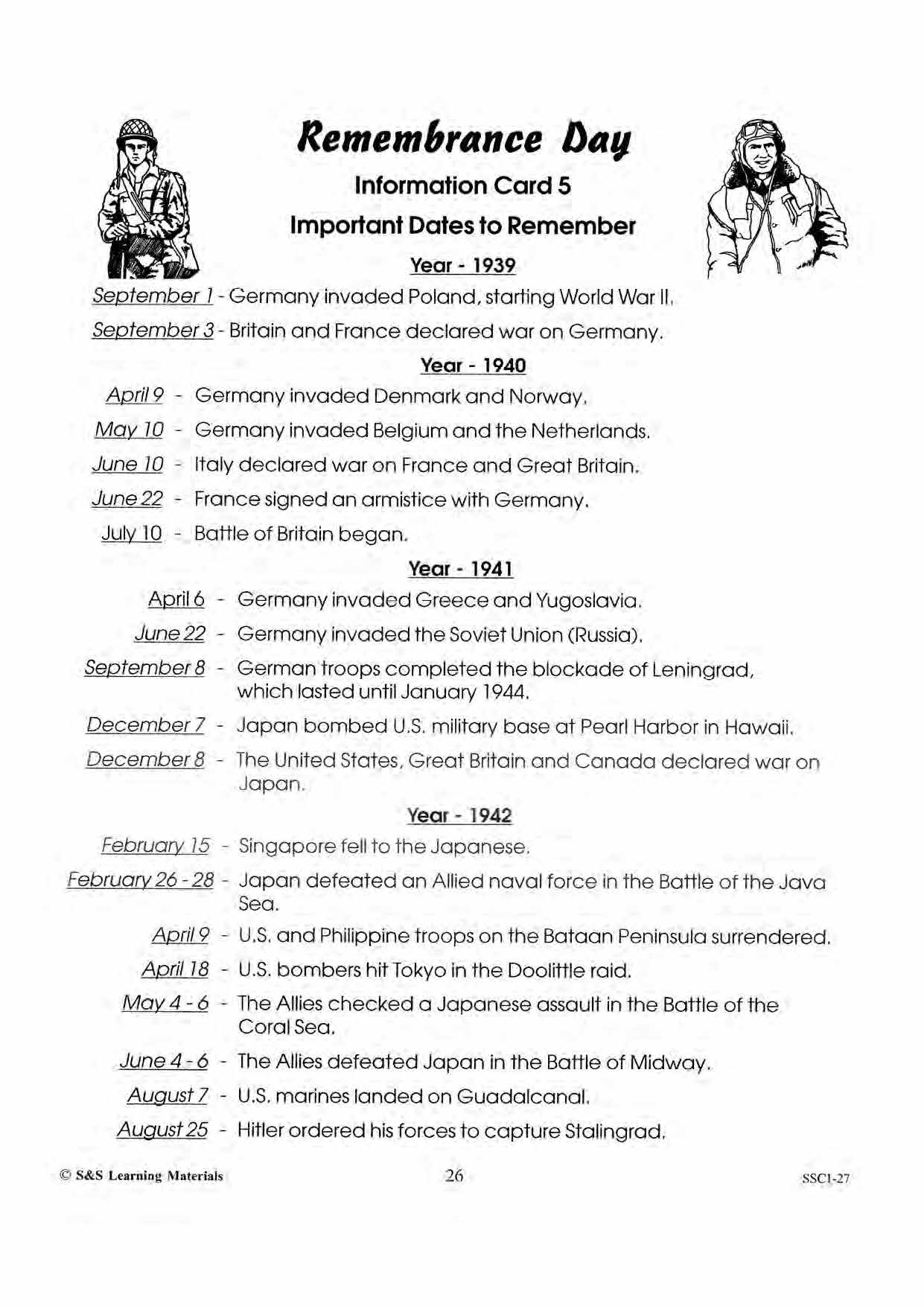 World War II: Information, Important Dates, The Allis & The Axis & Consequences Grades 4-6