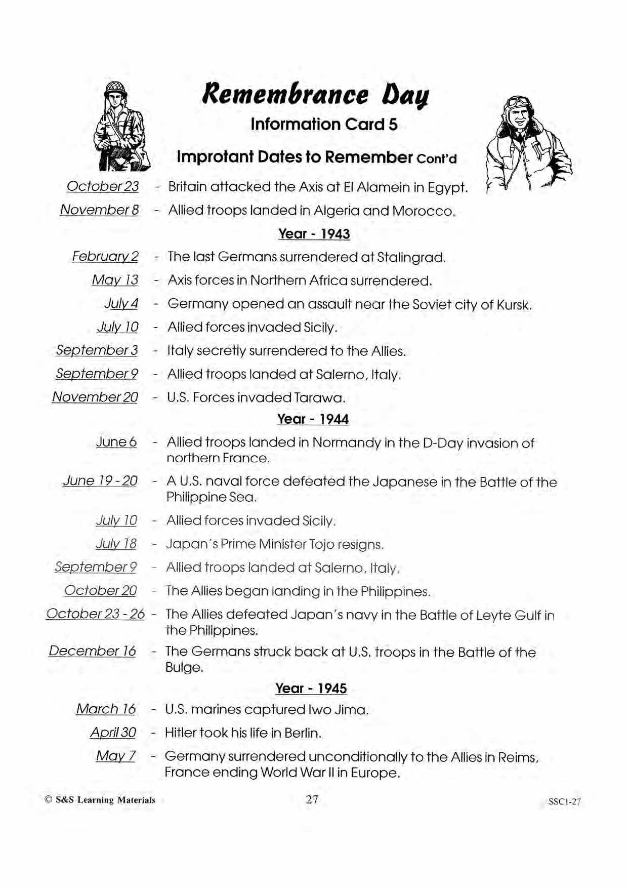 World War II: Information, Important Dates, The Allis & The Axis & Consequences Grades 4-6