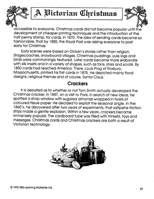 A Victorian Christmas Theme Grades 5-8