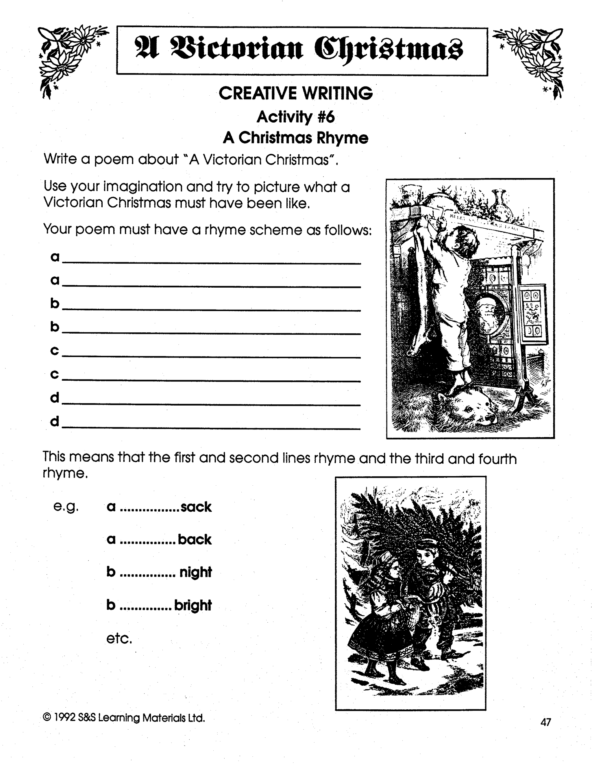 A Victorian Christmas Theme Grades 5-8