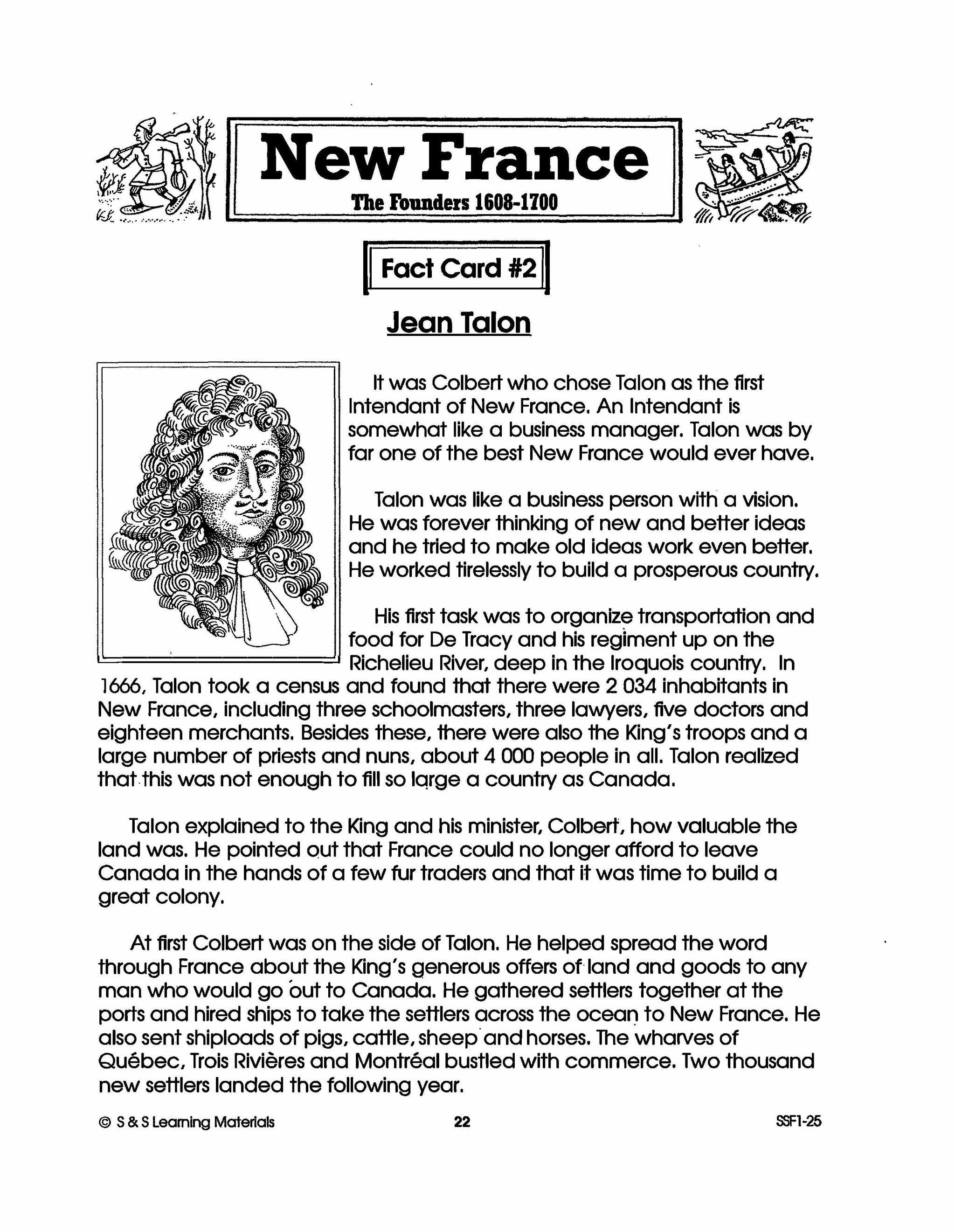 New France: The Founders 1608-1700: 10 Fact Sheets & Activities Gr. 7-8