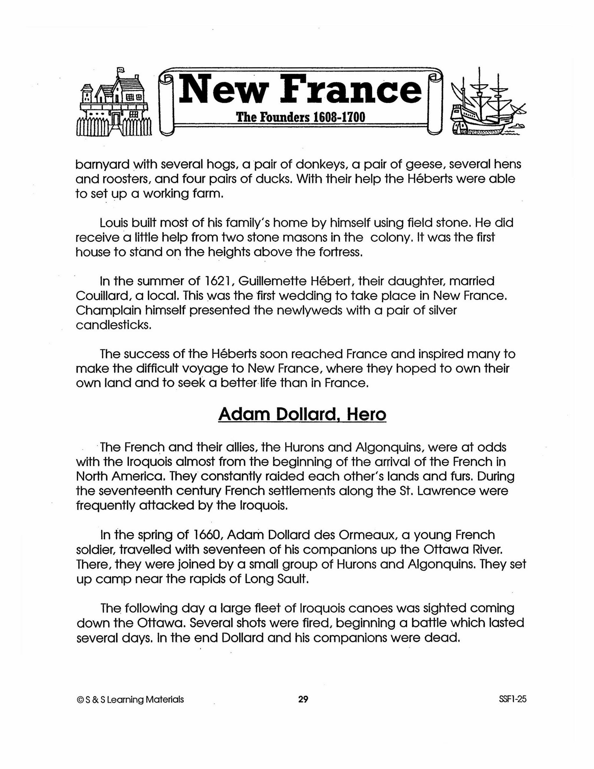 New France: The Founders 1608-1700: 10 Fact Sheets & Activities Gr. 7-8