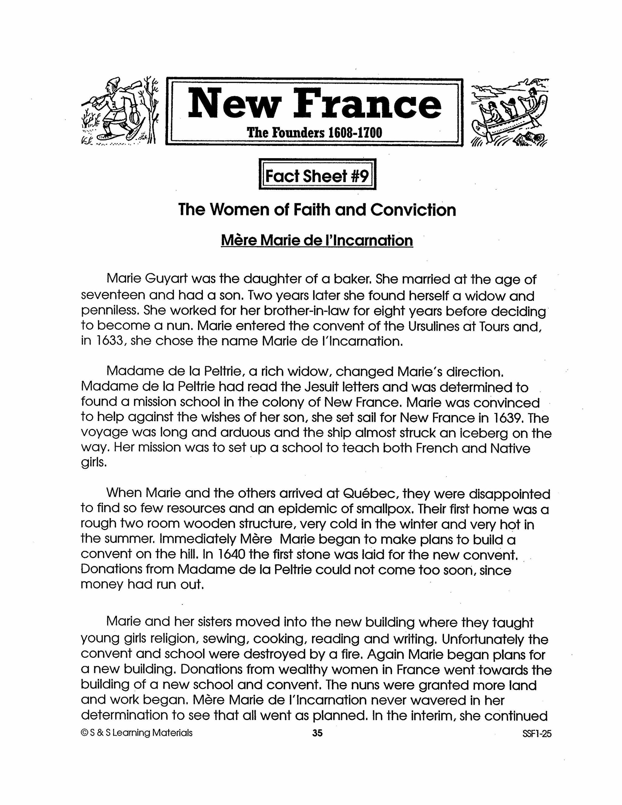 New France: The Founders 1608-1700: 10 Fact Sheets & Activities Gr. 7-8