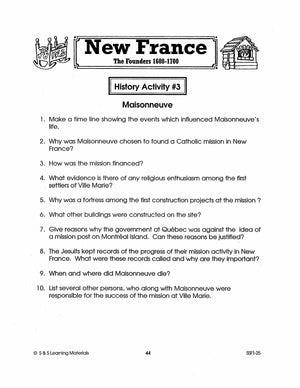 New France: The Founders 1608-1700: 10 Fact Sheets & Activities Gr. 7-8