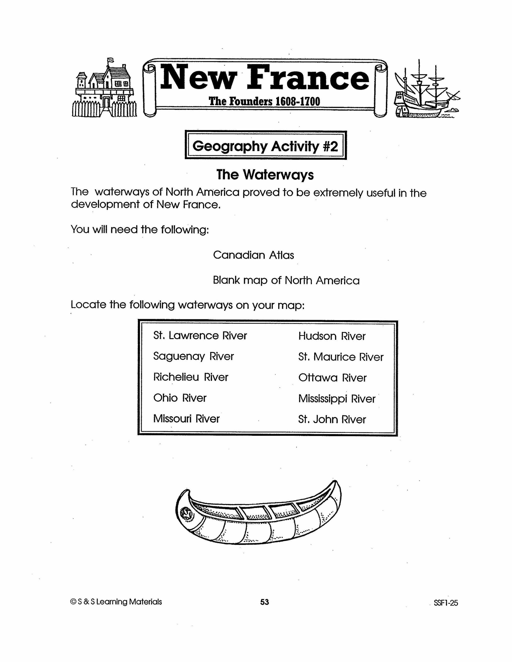 New France: The Founders 1608-1700: 10 Geography Activities Gr. 7-8