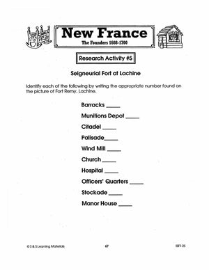 New France: The Founders 1608-1700: 10 Research Activities Gr. 7-8