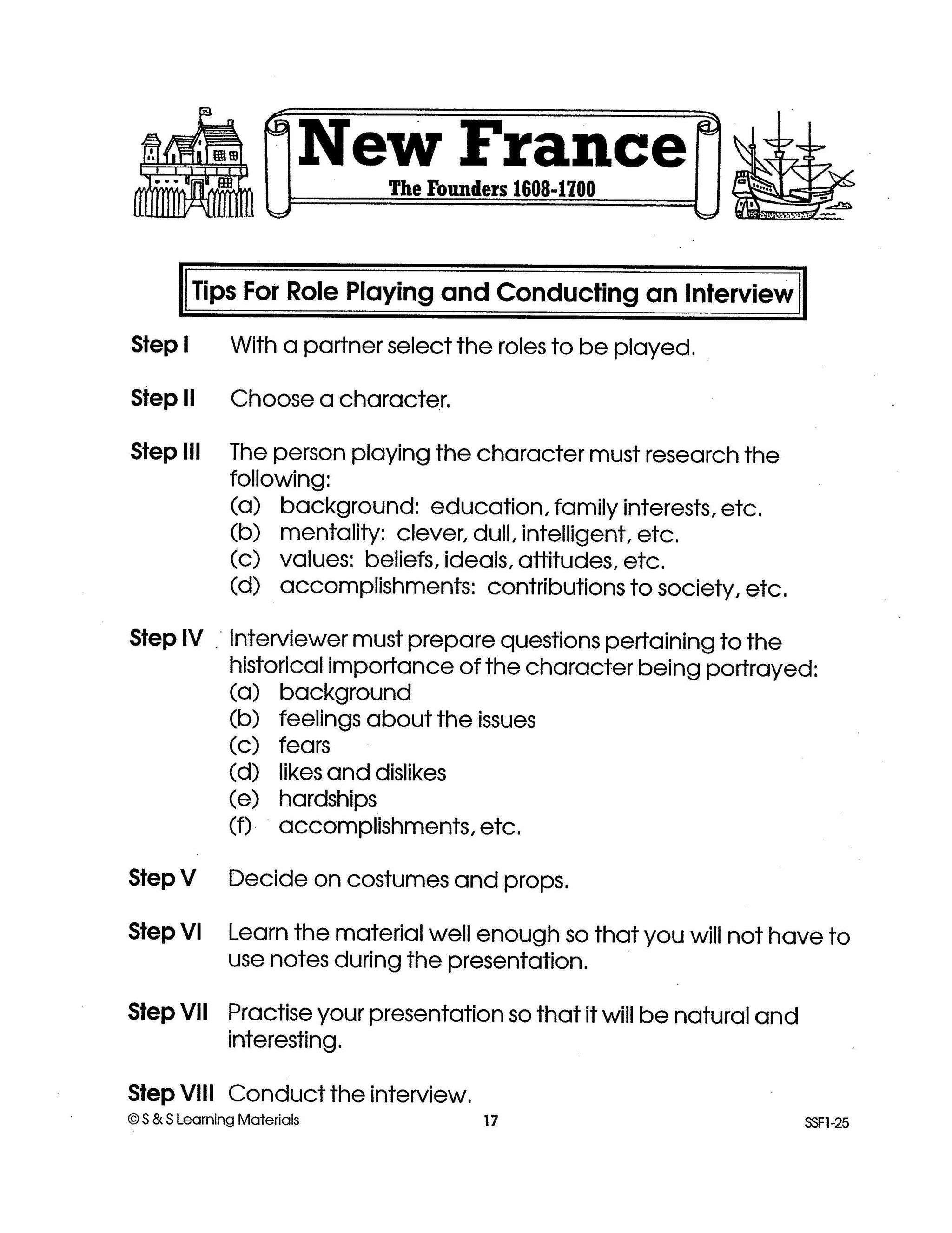 New France: The Founders 1608-1700: 10 Creative Activities Gr. 7-8