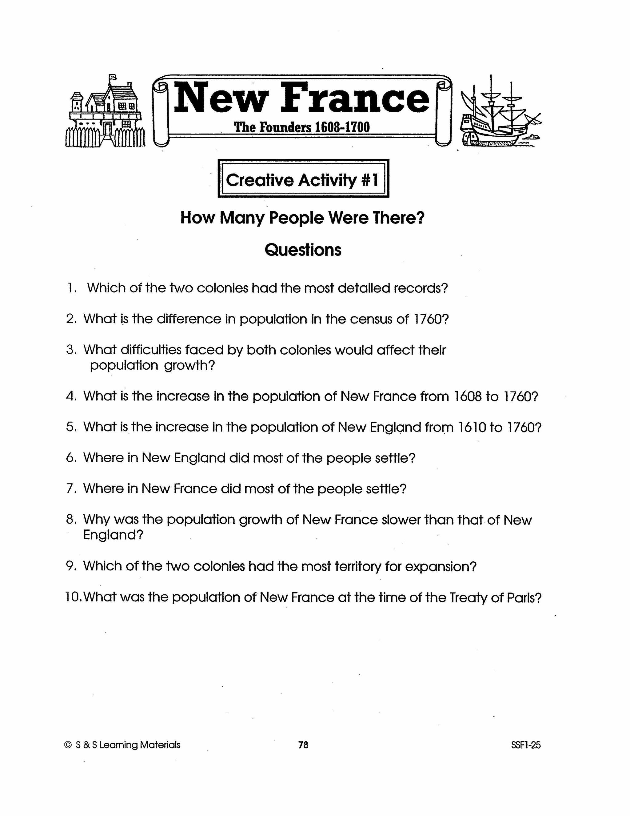 New France: The Founders 1608-1700: 10 Creative Activities Gr. 7-8