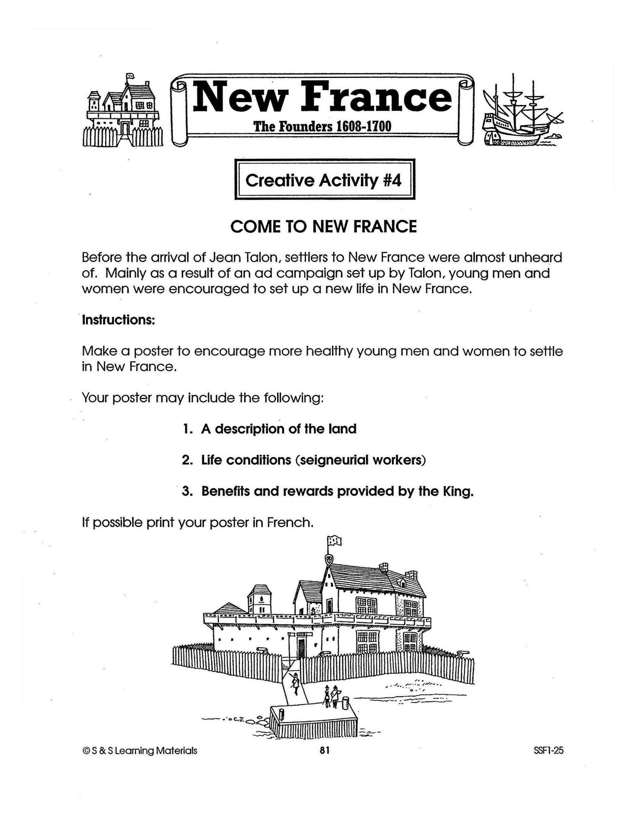 New France: The Founders 1608-1700: 10 Creative Activities Gr. 7-8