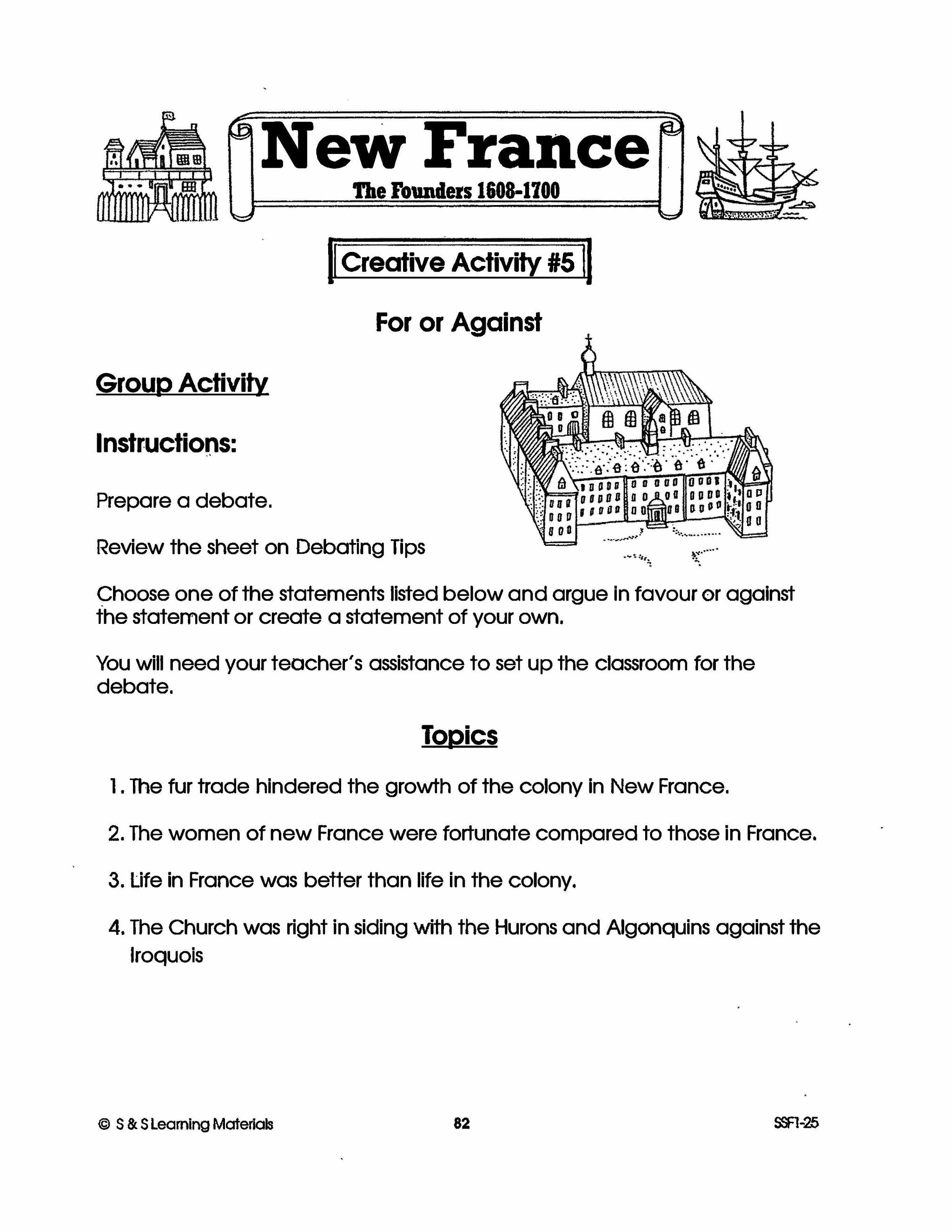 New France: The Founders 1608-1700: 10 Creative Activities Gr. 7-8