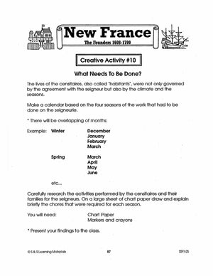 New France: The Founders 1608-1700: 10 Creative Activities Gr. 7-8