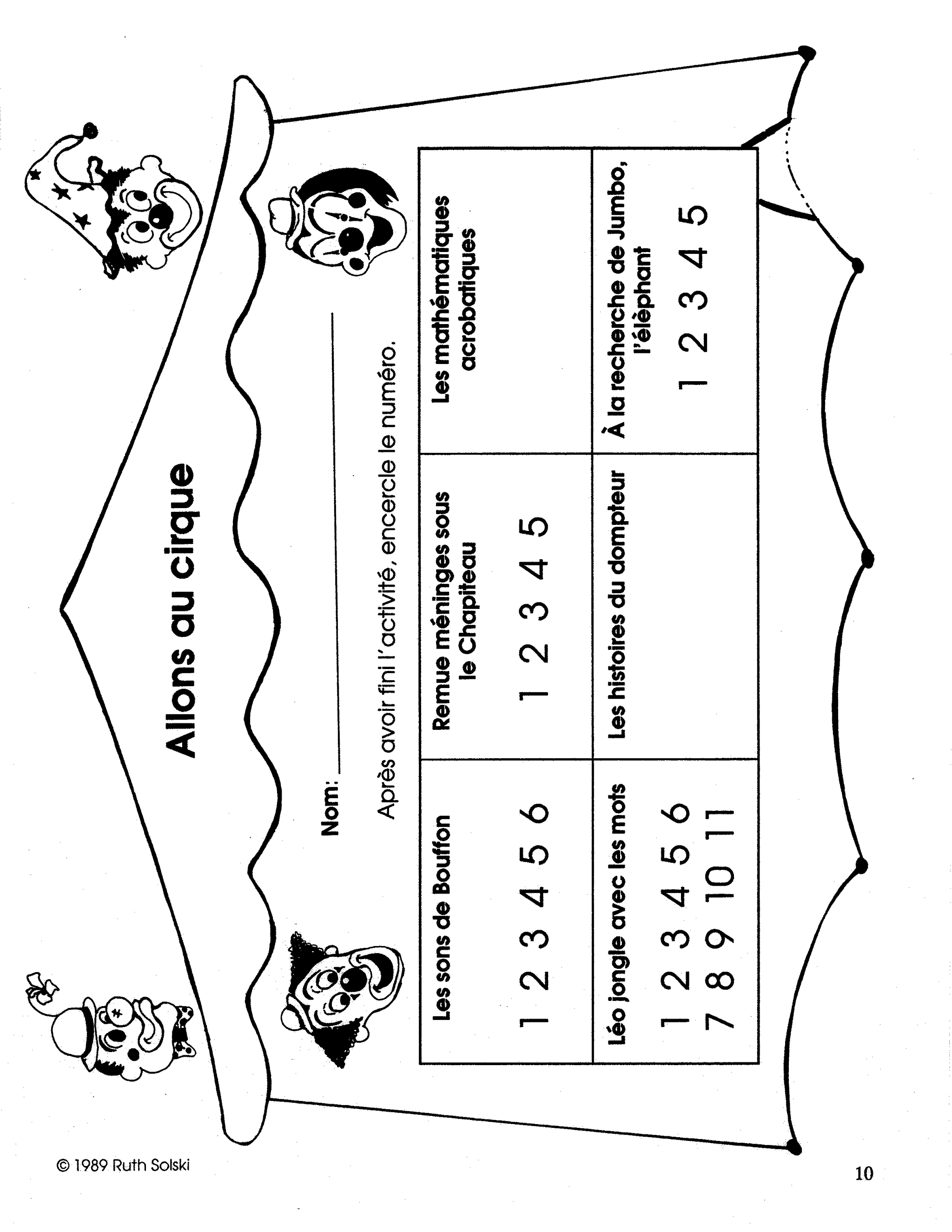 Allons au cirque! 1e à 3e année