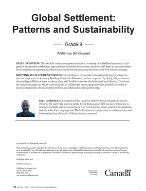 Global Settlement Patterns and Sustainability Grade 8 Ontario Curriculum