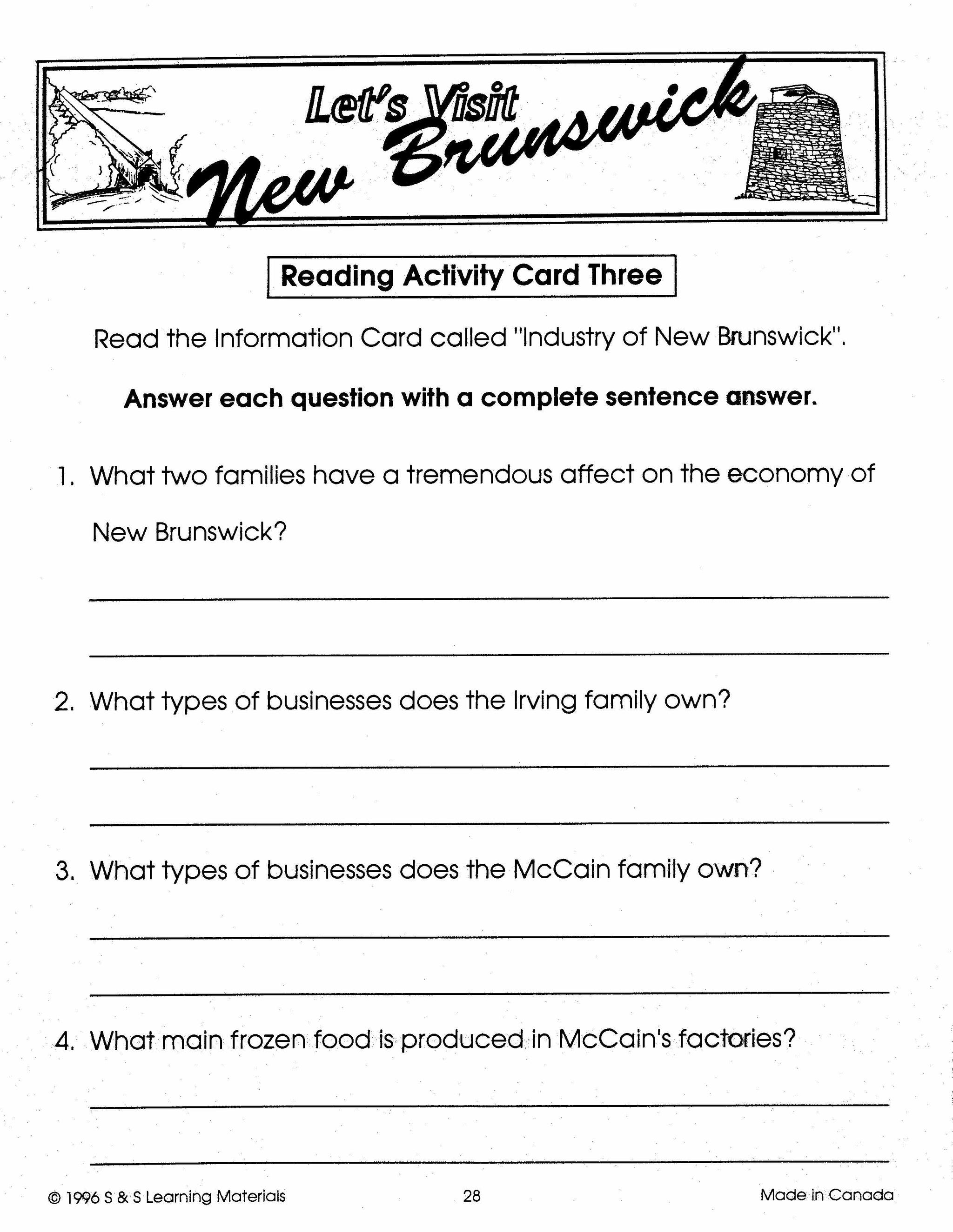 Let's Visit The Maritimes A 3 Book Bundle Grades 2-4