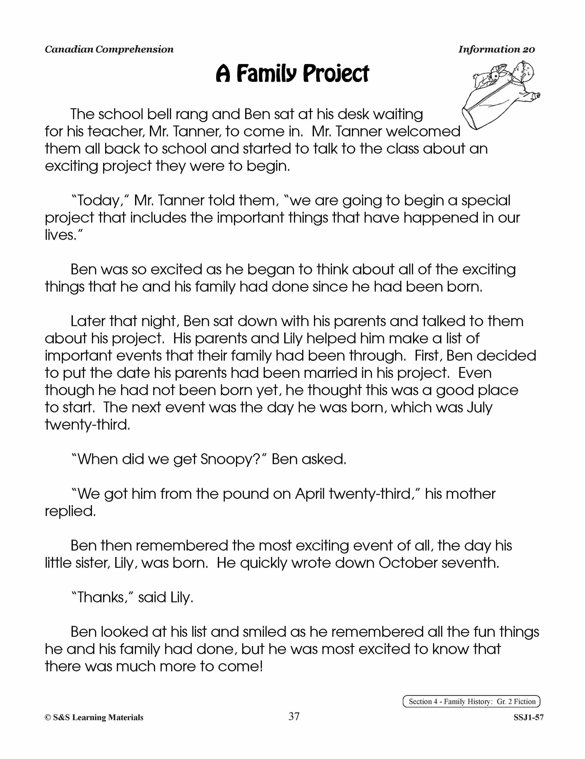 Canadian Life Patterns & Family History Cdn Reading Comp. Grades 1-2