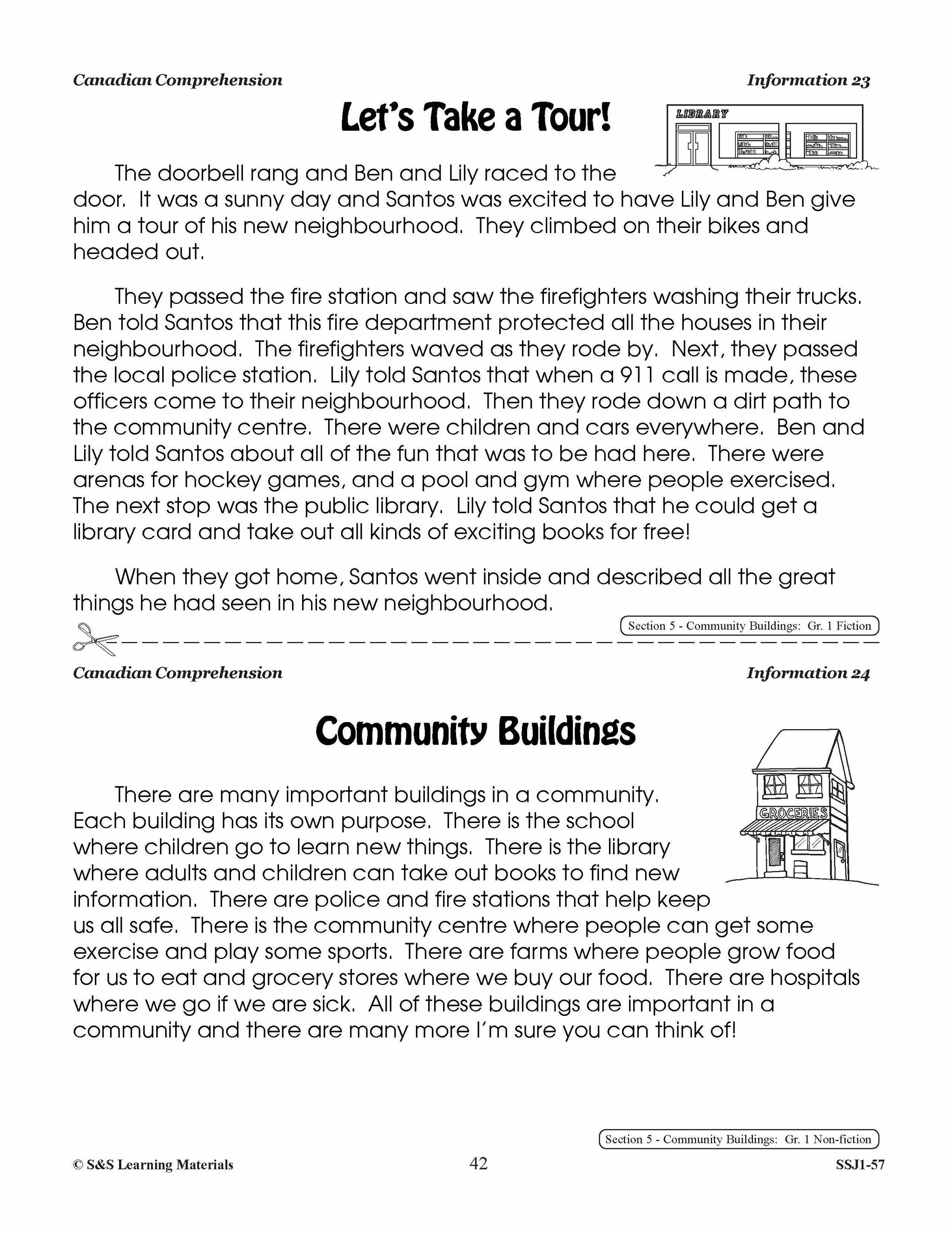 Canadian Community Buildings And Countries Cdn Reading Comp. Grades 1-2