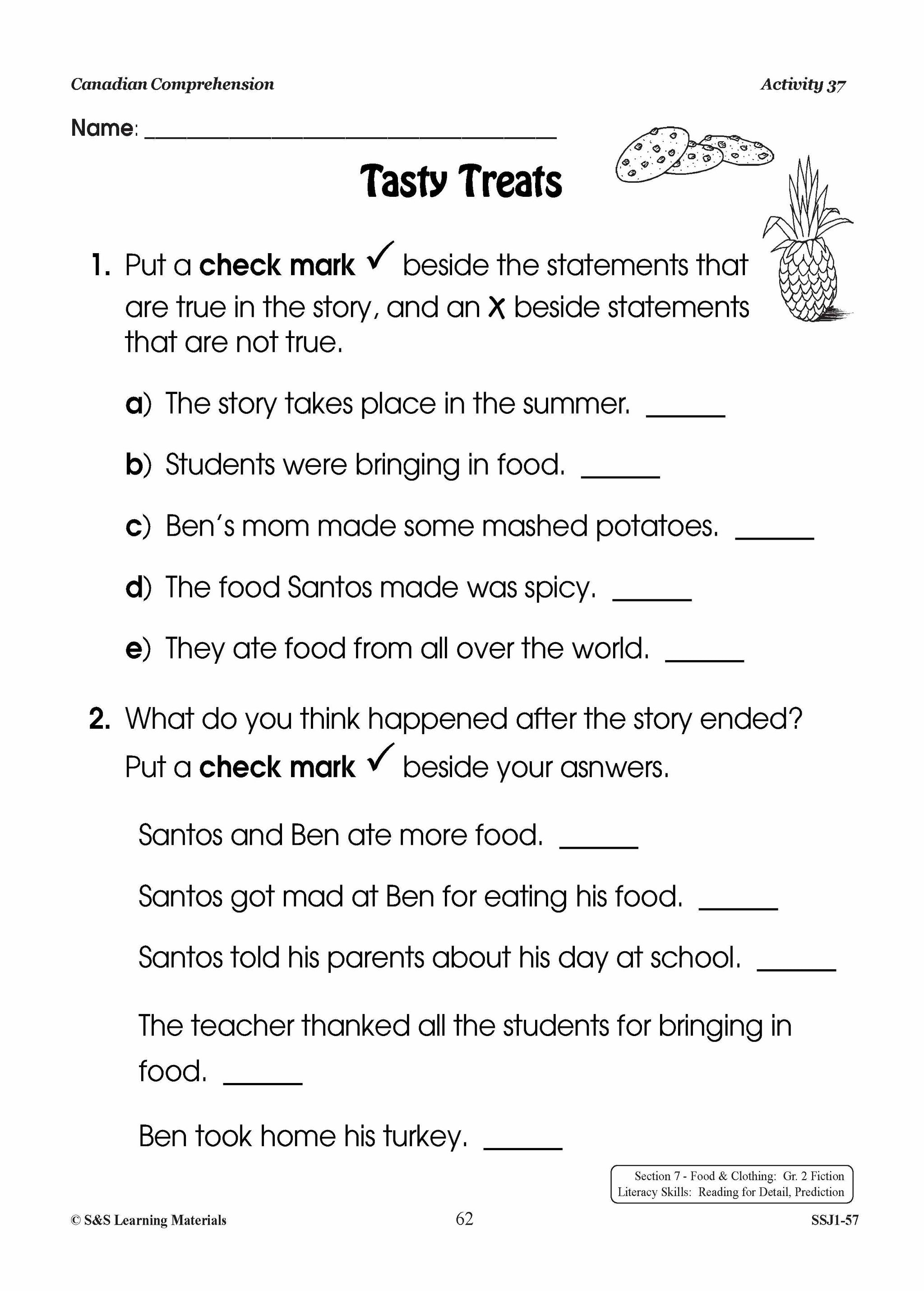 Canadian Comprehension: Jobs & Equipment; Food & Clothing Grades 1-2